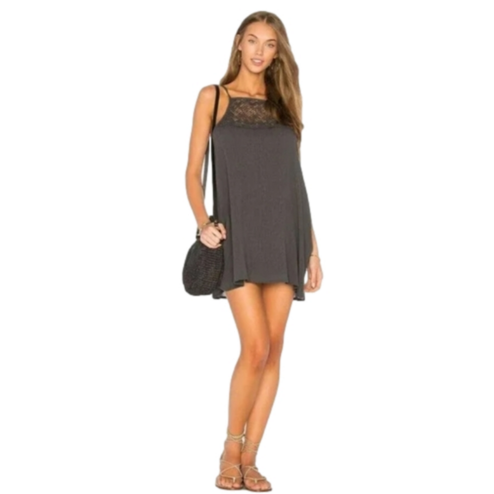 L*Space Sunny Mini Dress with Pockets Charcoal Medium